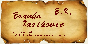 Branko Kašiković vizit kartica